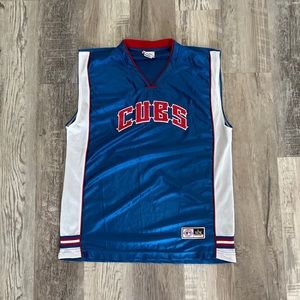 SIZE L | MENS | Vintage MLB Chicago Cubs Satin Sleeveless Shirt Jersey | Blue